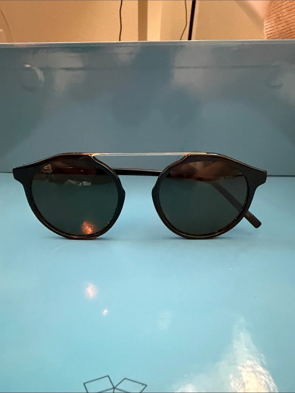 WaMen's Black Round Sunglasses with Double Bridge - Brand: